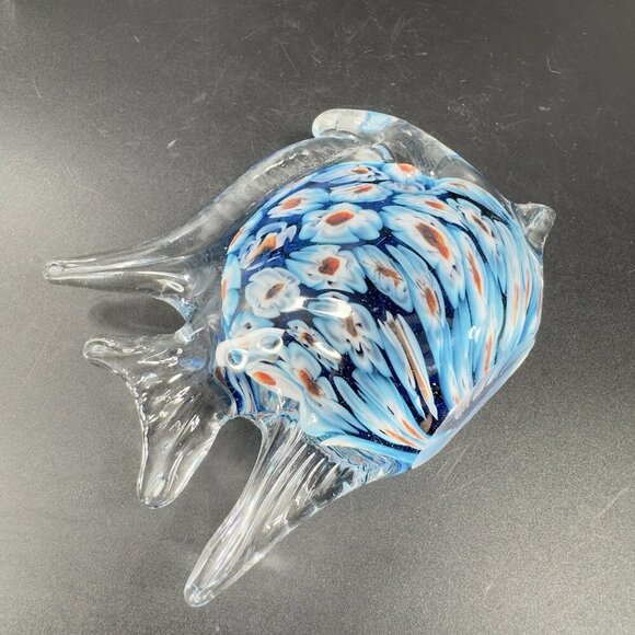 Vintage Venetian Glass Fish Figurine Paperweight With Heavy Millefiori Glass VTG - Picture 11 of 11